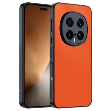 Imagem de POYUFRG Capa fina para Honor Magic 8 Pro/Magic 8, capa minimalista de couro anti-impressão digital com capa de proteção de lente com tudo incluído, laranja, 8 Pro