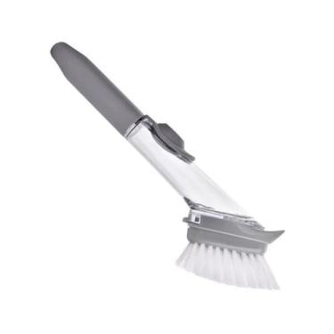Imagem de Escova de Limpeza com Dispenser de Sabão, Cinza, PP e Borracha, 23cm, Sistema Automático para Cozinha, Louça e Azulejos, Tanque 150ml