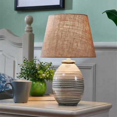 Imagem de Luminária de mesa contemporânea de cerâmica, estilo americano, luxuosa, com LED, para sala de estar, quarto, escritório, casa de campo, hotel ou mesa de cabeceira (Estilo 123A)
