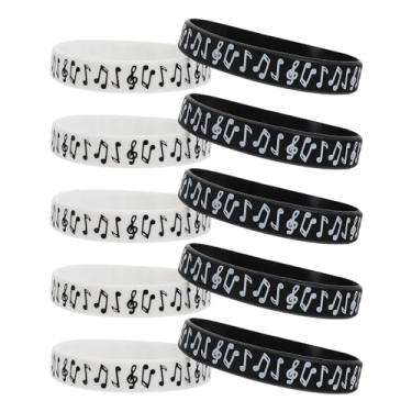 Imagem de Kisangel 10 pulseiras de silicone para notas musicais, pulseiras de música a granel - pulseiras decorativas de sílaba para shows, festivais, eventos e festas