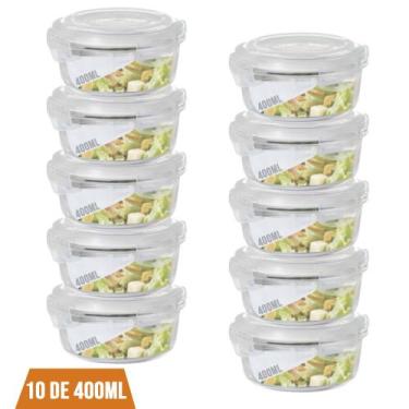 Imagem de Jogo com 10 Pote 400ml Vidro Marmita Fitness Tampa Hermético - QUALITY