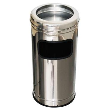 Imagem de Lixeira Cinzeiro Inox C/ Aro Inox 24CMX25L - CM Design