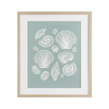 Imagem de Stupell Industries Impressão emoldurada cinza de espuma do mar conchas do mar jogadas sob vidro, design por House Fenway, 53 x 43 cm