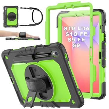 Imagem de BASE MALL Capa para tablet Samsung Galaxy Tab S10 Lite / S10 FE/ S9 FE 5G/S9 11 polegadas, capa protetora à prova de choque com protetor de tela, suporte para lápis, suporte giratório de 360° e alça