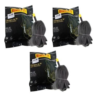Imagem de Kit 3 Camara De Ar Bicicleta Pirelli Aro 26 Bico Grosso 33Mm