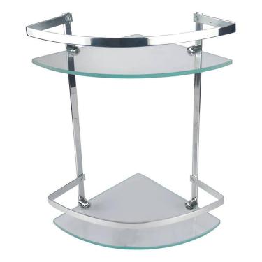 Imagem de Porta Shampoo Banheiro Box Canto Duplo Vidro Cromado