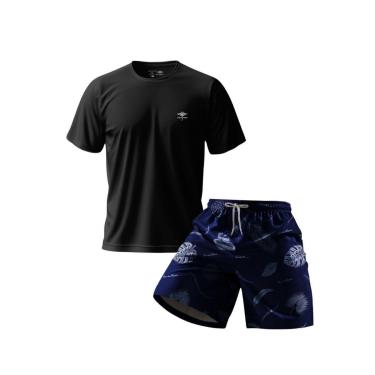 Imagem de Conjunto Masculino Short Estampado Praia E Camiseta Dry Academia Verão Básica Casual-Masculino