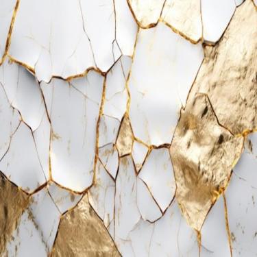 Imagem de Quadro Decorativo Gold Kintsugi Estampa Dourada Textura Luxo Moderna 40x40cm