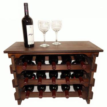 Imagem de Adega Vinho Madeira 15 Garrafas Tipo Mesinha Imbuia C05