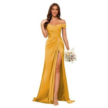 Imagem de Vestido de dama de honra Dessiny Long Off Shoulder Satin Mermaid