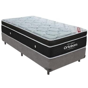 Imagem de Cama Box Cinza E Colchão Elegant Molas Ensacadas Solteiro Ortobom