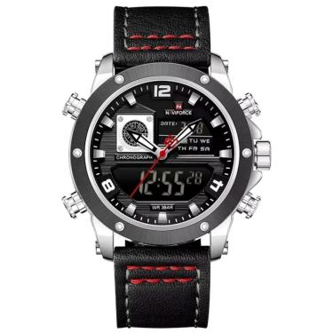 Imagem de Relógio Masculino De Exibição Dupla Esportivo Militar De Quartzo Impermeavel 3atm À Prova Da Água Prata