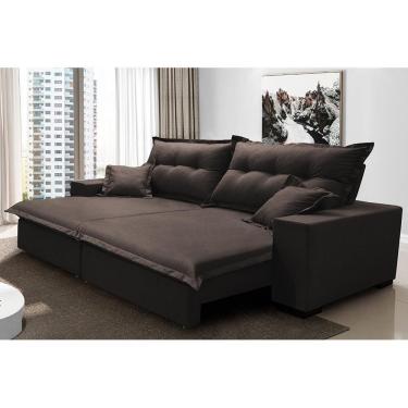 Imagem de Sofá Retrátil E Reclinável Com Molas Ensacadas Cama Inbox Prime 2,32m Tecido Linho Marrom