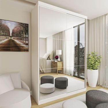 Imagem de Guarda Roupa Solteiro Lila 2 Portas 6 Espelhos Minastex Branco