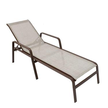 Imagem de 01 Espreguiçadeira Para Piscina Em Aluminio Tela Sling Marrom Capuccino