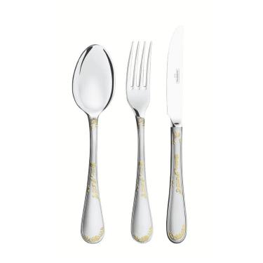 Imagem de Faqueiro Tramontina Renascença Em Aço Inox Detalhes Em Ouro Estojo De Madeira 101 Peças