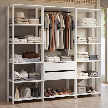 Imagem de Guarda-roupa Closet Modulado 2 Gavetas 188 Cm Valencia Madesa Branco