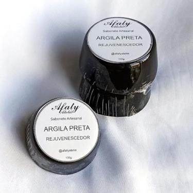 Imagem de 3 Sabonetes de Argila Preta para Peles Mistas e Oleosas, Rejuvenescedor, 100g - Afaty Ateliê