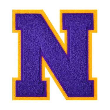 Imagem de 1 Patch de letra de chenille roxo de 11,4 cm – Adesivos do alfabeto para roupas, jaquetas, mochilas, chapéus para decoração personalizada, nome personalizado e artesanato. (N)