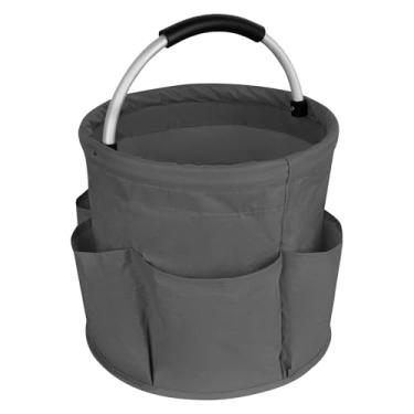 Imagem de Awordo Organizador de limpeza de 17L com alça, bolsa organizadora de ferramentas de jardim, organizador de balde de limpeza, sacos de jardinagem dobráveis com vários bolsos, cinza
