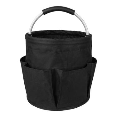 Imagem de Awordo Organizador de limpeza de 17L com alça, bolsa organizadora de ferramentas de jardim, organizador de balde de limpeza, sacos de jardinagem dobráveis, vários bolsos, preto