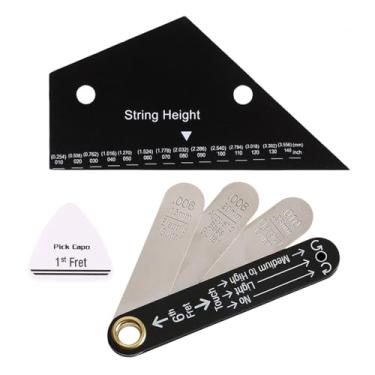 Imagem de TTETTZ Conjunto de 3 Peças de Medidor de ação de Cordas para Guitarra, Incluindo Régua de Ajuste de Altura Do Nut, E Capo para Reparo de Guitarra Elé, Estilo C
