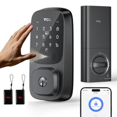 Imagem de TCL Smart Lock D1 Pro, fechadura de porta de reconhecimento de veias de palma com controle de aplicativo, fechadura de porta de entrada sem chave para porta da frente, fechadura de teclado Wi-Fi