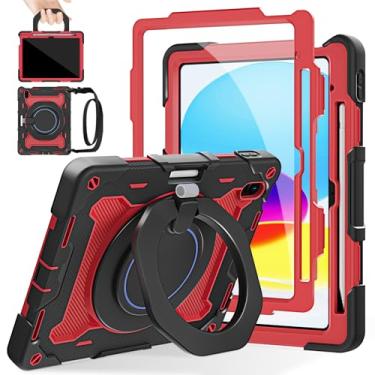 Imagem de ROISKIN Capa para iPad A16 11ª geração 2025, iPad 10ª geração 10 polegadas para crianças com protetor de tela, suporte e alça 360, suporte para caneta, alça de ombro, proteção resistente contra quedas