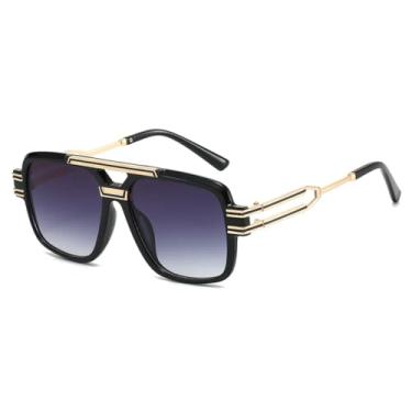 Imagem de HPIRME Óculos retrô da moda, armação grande, masculino, punk, feminino, proteção UV400 (33033-C2)