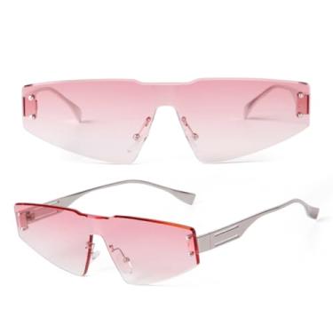 Imagem de HCHES Óculos de Sol Femininos e Masculinos com Armação Dourada, Sem Aro e com Proteção UV400 e Lentes Degradê (5)