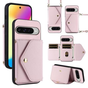 Imagem de Dibosom Capa carteira minimalista para Google Pixel 10/10 Pro 5G com alça de ombro, 6 compartimentos para cartões, bolsa flip fina e fina, suporte para cartão de crédito, acessórios para celular