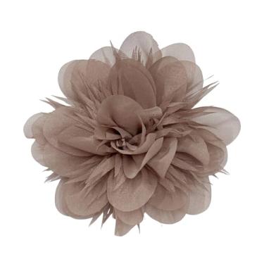 Imagem de Broche de flor de tecido sedoso grande de 14 cm/5,5" para mulheres meninas delicadas peônia camélia broches bico de pato jacaré grampos de cabelo presilhas de cabelo florais acessórios de fantasia de