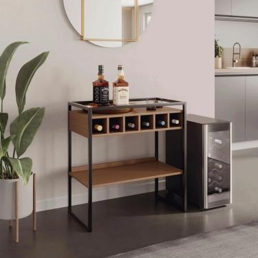 Imagem de Aparador Adega Barcelona Montana com Prateleira e Nichos para Vinhos