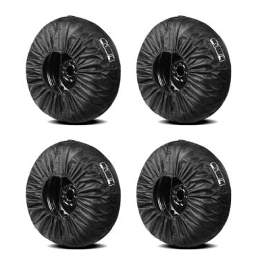 Imagem de 4PCS de Pneu Protetor Resistente Roda para SUVs RVs Reboques Caminhões Capa Reserva com Sacola Armazenamento Ferramentas Ajuste Adaptável Poliéster Taffeta 190T Fácil Limpar e Manter