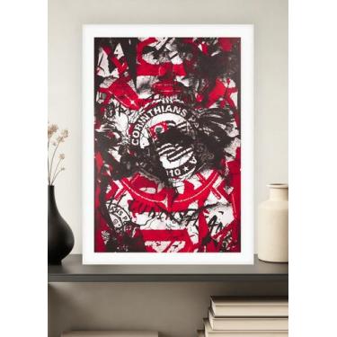Imagem de Quadro Corinthians Retrô com Vidro e Moldura Branca Tam:A4 - Spark Loj
