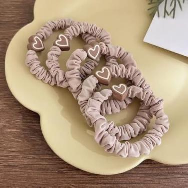 Imagem de Conjunto de 10 laços de cabelo para mulheres, meninas, elásticos, acessórios de cabelo, cordas, multicoloridos, presente de decoração (cáqui)