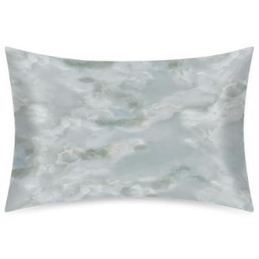 Imagem de Fronha Queen Size de cetim de seda para cabelo e pele, capa de almofada, macia, antiderrapante, cinza, mármore, arte, com fecho de envelope para dormir, mulheres, homens, crianças, 50 x 76 cm, 1 peça