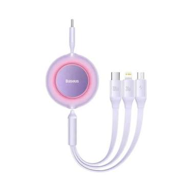 Imagem de Cabo USB Retrátil Rápido 3 Em 1 De 100W Para iPhone, Samsung, Huawei, 