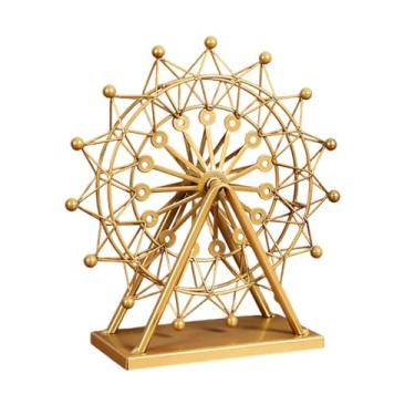 Imagem de Fenteer Roda dourada decorativa de metal para mesa, peça de arte em ferro, giratória, ideal para escritório, de entrada, prateleira ou decoração, Style B