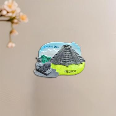 Imagem de Ímã de geladeira de acrílico Chichen Itza México, pirâmide maia e estátua antiga ímã de geladeira, lembrança de viagem decoração de casa/BXT-X14