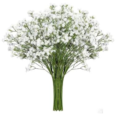 Imagem de Xylanor Baby Breath Flores artificiais brancas, 30 peças de flores falsas de Gypsophila de toque real para decoração de mesas de centro de casamento