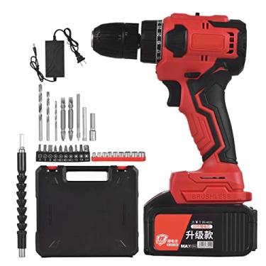 Imagem de Furadeira de impacto sem escova sem fio de 21V 3/8in Chuck Furadeira elétrica para serviço pesado chave de fenda com bateria 3.0Ah carregador rápido, haste de extensão de mangas de bits, luz de