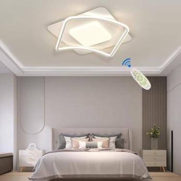 Imagem de Luminária de teto LED para restaurante com controle remoto e regulagem de intensidade. Luminária de teto redonda em acrílico, elegante e criativa, moderna e branca, para salas de estar peque