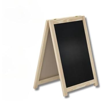 Imagem de Cavalete, Lousa Quadro Negro para Calçada Restaurante Bar Cardápio Dupla Face Giz(Cavalete+5gizes+apagador+case)