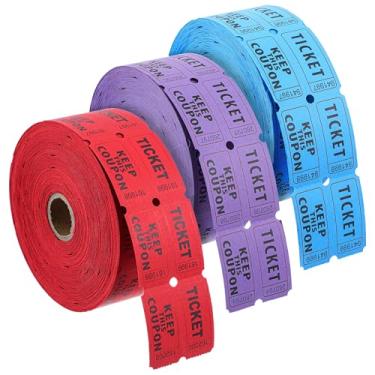 Imagem de 3 peças de bilhetes sorteios multicoloridos - 6.000 ingressos (3 rolos duplos de 2000 rolos de ingressos), arrecadação de fundos numerados consecutivamente 50/50 bilhetes de sorteio para festas de