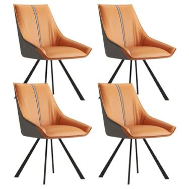 Imagem de SPXMQSS Cadeiras de mesa de jantar, cadeiras de jantar giratórias com apoios de braços e pernas de metal, cadeira estofada de sala de estar com encosto para sala de estar, recepção, restaurante