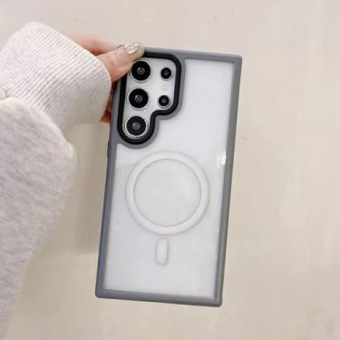 Imagem de Capa protetora magnética com absorção de impacto para carregamento do Samsung Galaxy S25 S24 Ultra Plus (Para Galaxy S24 Ultra/CINZA)