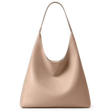Imagem de KALIDI Bolsa Hobo Despojada de Couro Vegano de Camurça Feminina Weekender Ombro para Viagem Casual, Nude., Medium
