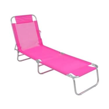 Imagem de Cadeira Espreguiçadeira em Alumínio e Textilene Rosa Bel