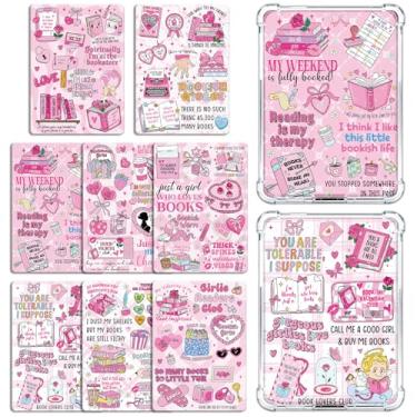Imagem de Rngmsi Inserção de cartolina para capa transparente – 8 peças de inserções de cartão de dia dos namorados compatíveis com Kindle Paperwhite 11 a 12, 6,9 x 4,20 cm, papéis rosa livros para E-Reader